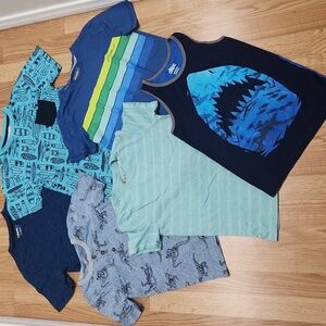 Boys 6 Piece Blue and Teal Kids Shirt Set  Size Medium